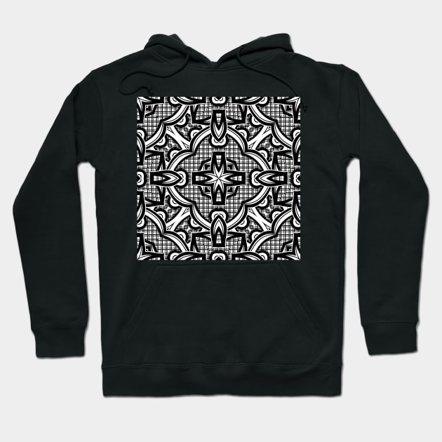 Black and White Seamless Pattern with Mosaic Motif Hoodie by lissantee